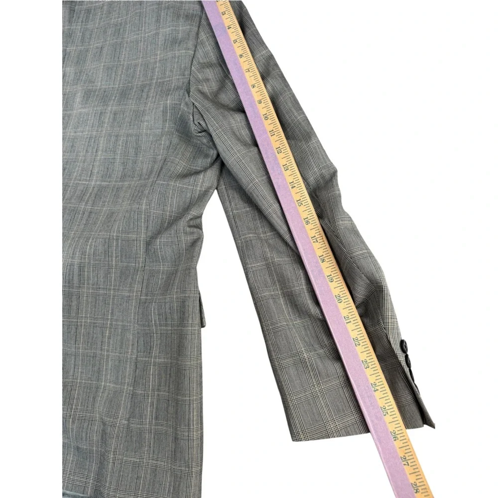 Hart Schaffner Marx Viracle Blazer Grey Glen Plaid Sport Coat 46LMen Suit Jacket